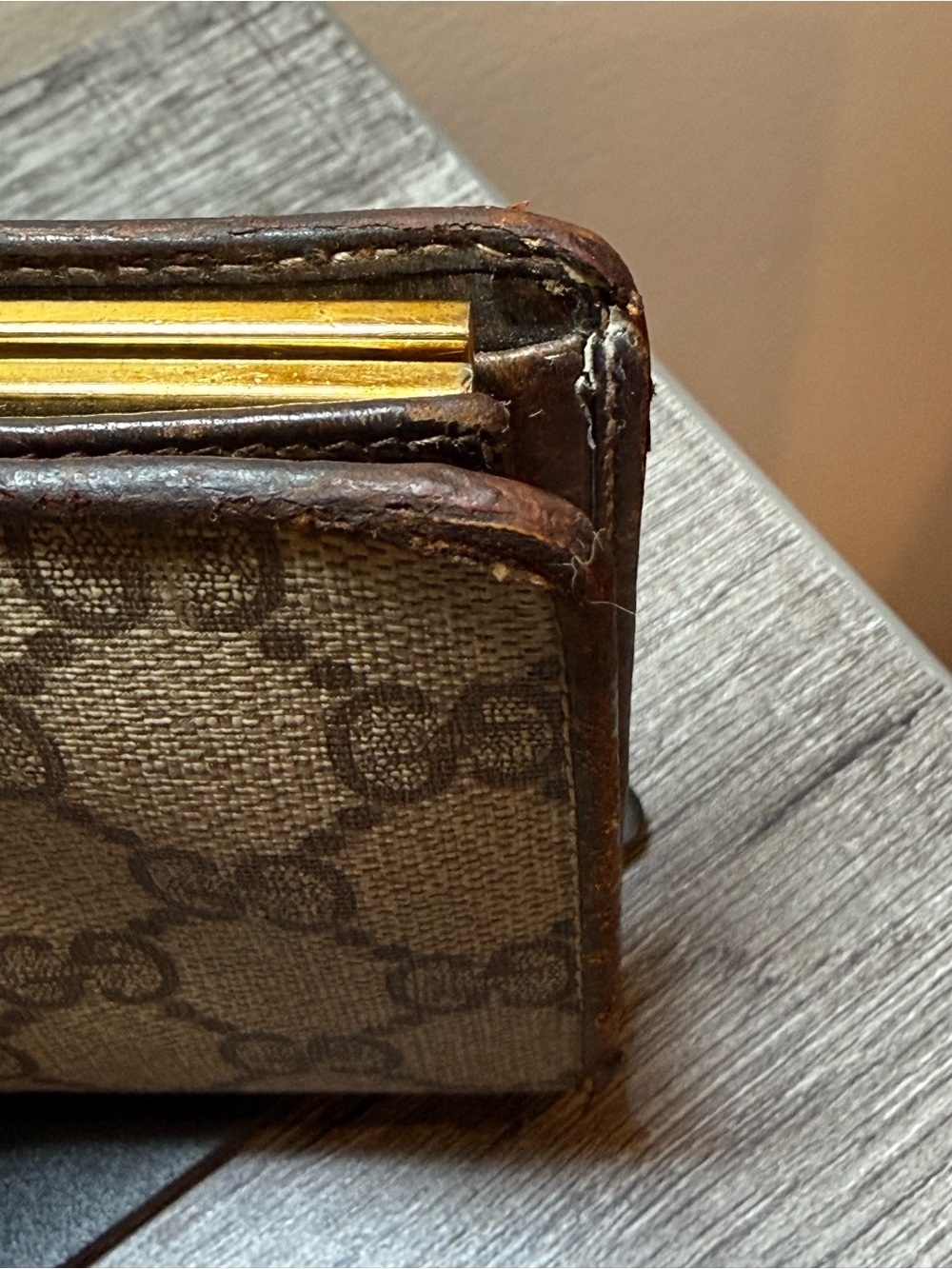 Vintage Gucci GG Supreme Web Stripe Compact Wallet Brown Italy Authenticated - Picture 14 of 16